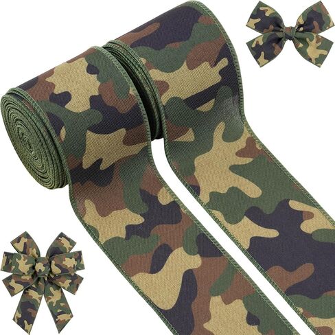 YKW Camo Wired Ribbon 2.5 Inch 20 Yards Camouflage Burlap Fabric for Wreaths, Homecoming Mums & Cheer Bows in Saudi Arabia