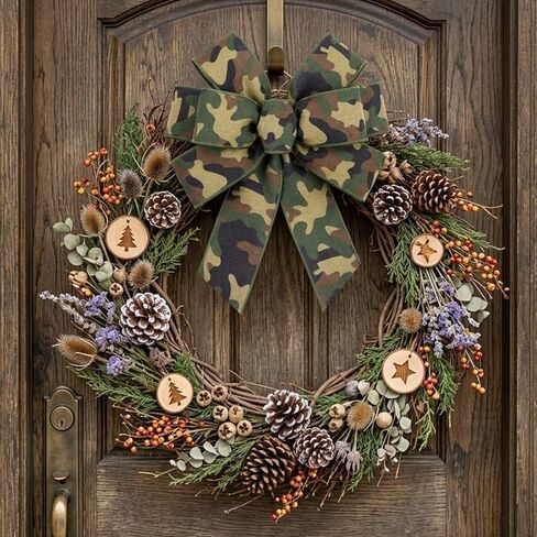 YKW Camo Wired Ribbon 2.5 Inch 20 Yards Camouflage Burlap Fabric for Wreaths, Homecoming Mums & Cheer Bows in Saudi Arabia