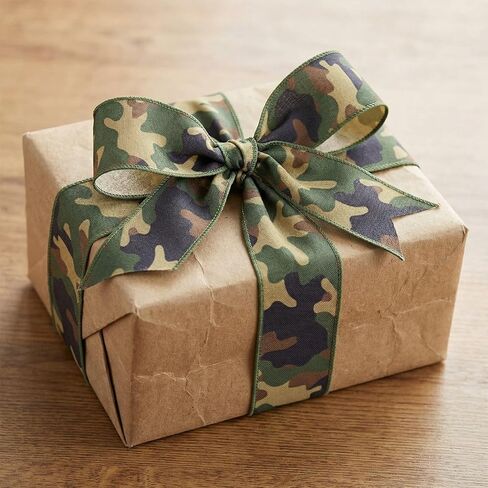 YKW Camo Wired Ribbon 2.5 Inch 20 Yards Camouflage Burlap Fabric for Wreaths, Homecoming Mums & Cheer Bows in Saudi Arabia
