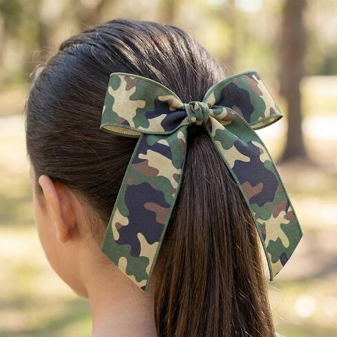 YKW Camo Wired Ribbon 2.5 Inch 20 Yards Camouflage Burlap Fabric for Wreaths, Homecoming Mums & Cheer Bows in Saudi Arabia