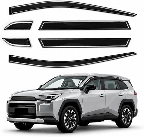 Window Visors Rain Guards Compatible with 2026 Toyota RAV4 Only, 6PCS Tape-On Acrylic Side Window Deflectors with Electroplated Chrome-Look Trim, Exterior Accessories in Saudi Arabia