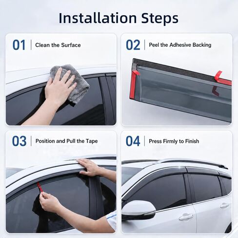 Window Visors Rain Guards Compatible with 2026 Toyota RAV4 Only, 6PCS Tape-On Acrylic Side Window Deflectors with Electroplated Chrome-Look Trim, Exterior Accessories in Saudi Arabia