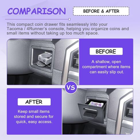 صينية تنظيم وحدة التحكم المركزية من RUNROAD متوافقة مع ملحقات 2024 2025 2026 Toyota Tacoma / 2025 2026 4Runner، صينية درج تخزين مسند الذراع لـ Tacoma 4Runner منظم المكعب الجانبي للسائقين المخفيين in Kuwait