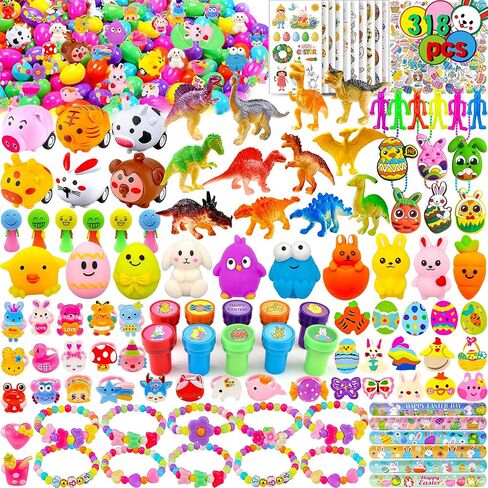 Phaorui 318 pcs Easter Eggs 100 pack Easter Eggs Bulk wtih 218 Toys inside Small Toys for Easter Egg Easter Basket Stuffers Hunt Party Favors for Kids Toddlers Boys Girls in Saudi Arabia