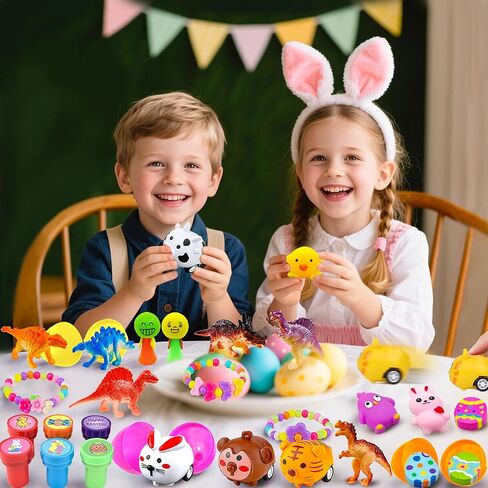 Phaorui 318 pcs Easter Eggs 100 pack Easter Eggs Bulk wtih 218 Toys inside Small Toys for Easter Egg Easter Basket Stuffers Hunt Party Favors for Kids Toddlers Boys Girls in Saudi Arabia
