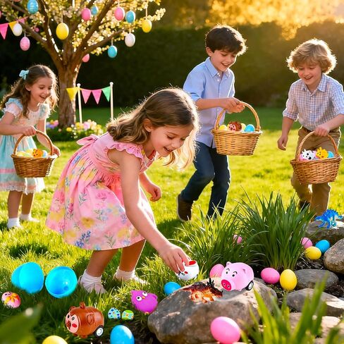 Phaorui 318 pcs Easter Eggs 100 pack Easter Eggs Bulk wtih 218 Toys inside Small Toys for Easter Egg Easter Basket Stuffers Hunt Party Favors for Kids Toddlers Boys Girls in Saudi Arabia