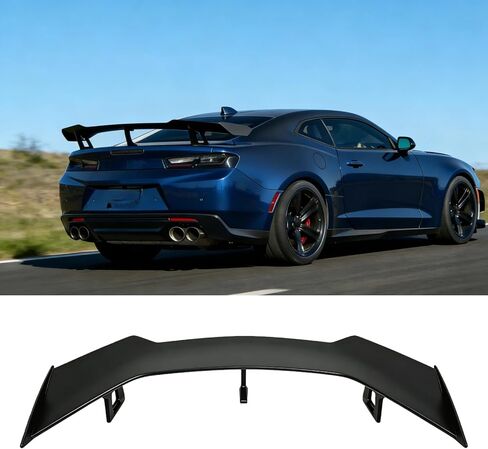 جناح كامارو الخلفي 2016-2024 متوافق مع كامارو SS RS LT ZL جميع الموديلات ZL1 1LE Style Camaro GT Wing Car Spoiler Wing بدون كاميرا الرؤية الخلفية، أسود لامع in Kuwait