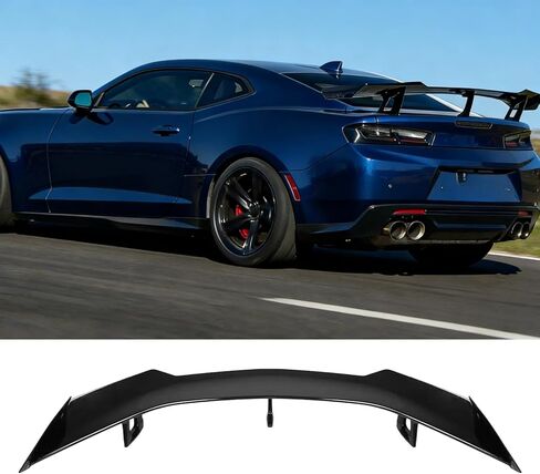 جناح كامارو الخلفي 2016-2024 متوافق مع كامارو SS RS LT ZL جميع الموديلات ZL1 1LE Style Camaro GT Wing Car Spoiler Wing بدون كاميرا الرؤية الخلفية، أسود لامع in Kuwait