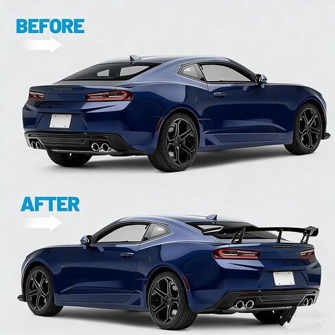جناح كامارو الخلفي 2016-2024 متوافق مع كامارو SS RS LT ZL جميع الموديلات ZL1 1LE Style Camaro GT Wing Car Spoiler Wing بدون كاميرا الرؤية الخلفية، أسود لامع in Kuwait