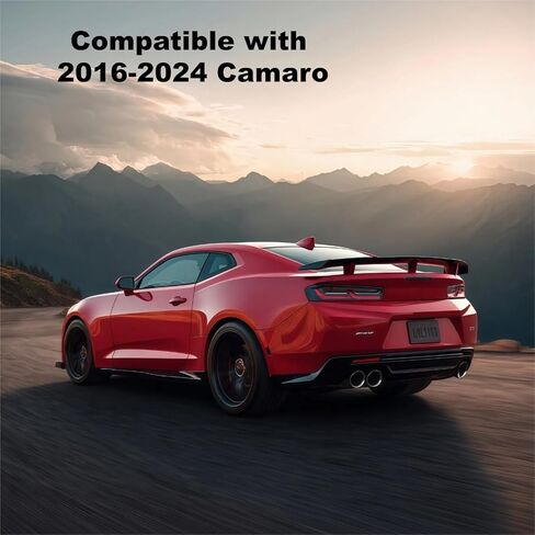 جناح كامارو الخلفي 2016-2024 متوافق مع كامارو SS RS LT ZL جميع الموديلات ZL1 1LE Style Camaro GT Wing Car Spoiler Wing بدون كاميرا الرؤية الخلفية، أسود لامع in Kuwait