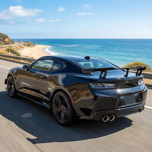جناح كامارو الخلفي 2016-2024 متوافق مع كامارو SS RS LT ZL جميع الموديلات ZL1 1LE Style Camaro GT Wing Car Spoiler Wing بدون كاميرا الرؤية الخلفية، أسود لامع in Kuwait
