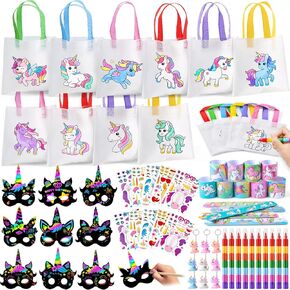 Unicorn Party Favors for Kids Birthday Party Supplies, Coloring Unicorn Gift Bag Scratch Mask Stackable Crayon Sticker Slap Bracelet Keychain, Boy Girl Goodie Bag Stuffer Pinata Filler Classroom Prize in Saudi Arabia