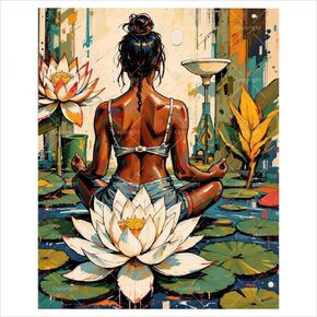 Sceorixa Yoga Meditation Woman Paint by Numbers Kit for Adults - DIY Lotus Pose Painting On Canvasch, Acrylic Paint Set for Beginners, Relaxation Art for Home Or Gifts in Saudi Arabia