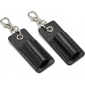 2Pcs Lanyard Pen Holder, Portable Badge Pen Holder Keychain, Leather Anti-lost Pen Protector for Neck Lanyard, Pacpack Accessories (Black) in Saudi Arabia