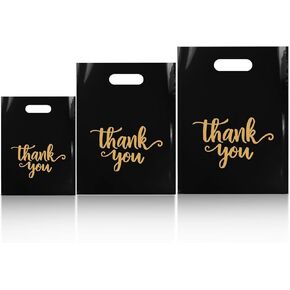 Odseciran 200PCS Reusable Thank You Bags: 3 Size Plastic Shopping Bag for Small Business with Handle, Merchandise Bags for Boutique Retail Wholesale Goodie Wedding Party (purple) in Saudi Arabia
