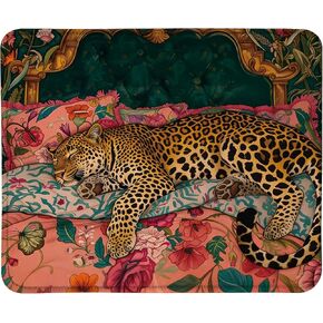 Maximalist Leopard Cheetah Mouse Pad Square 9.5x7.9 in, Trendy Eclectic Pink and Emerald Green Jungle Animal Leopard Mousepad Mat for Laptop Home Office Computer Desk Accessories in Saudi Arabia