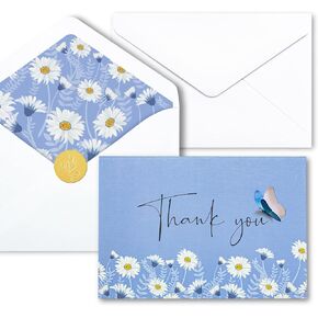 AZAZA Floral Thank You Cards with Envelopes 24 PK, Wedding Cards Unique Floral Design, 4x6 Wildflower Thank You Notes for Baby Shower, Bridal Shower, Sympathy (Kraft Butterfly) in Kuwait