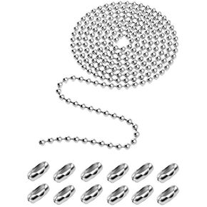 12 Feet 4.5mm Beaded Ball Chain with 12Pcs Connectors for Pull Chains Extension, #10 Pull Chain Repair Kit, DIY Chain for Crafts(Silver) in Saudi Arabia
