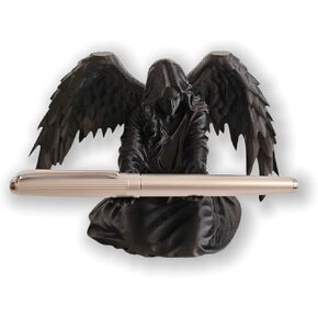 Angel Pen Holder with Hand-Polished Feather Wings, Desktop Organizer, Home & Office Decor, Guardian Gift (Black) in Saudi Arabia