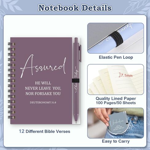 36 Pcs Christian Bulk Gifts for Women: 12 Bible Verse Spiral Notebooks with 12 Scripture Pens & 12 Magnetic Bookmarks, Boho Prayer Journal Father's Day Gifts for Church Members, Bible Study Groups in Saudi Arabia