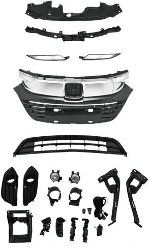 20pcs Front Upper+Lower Grille Chrome Molding w/Fog light Bezel Radiator Support Cover Headlights Bumper Brackets Compatible with 2019 2020 2021 2022 Honda HR-V HRV in Saudi Arabia
