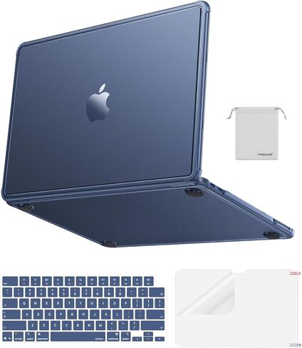 غطاء MOSISO المضاد للكسر متوافق مع حافظة MacBook Neo 13 بوصة إصدار 2026 مع شريحة A18 Pro موديل A3404، مجموعة 4 في 1 حافظة صلبة ذات لمسة نهائية غير لامعة مع زوايا معززة، أسود in Kuwait