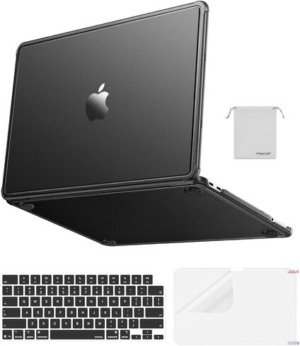 غطاء MOSISO المضاد للكسر متوافق مع حافظة MacBook Neo 13 بوصة إصدار 2026 مع شريحة A18 Pro موديل A3404، مجموعة 4 في 1 حافظة صلبة ذات لمسة نهائية غير لامعة مع زوايا معززة، أسود in Kuwait