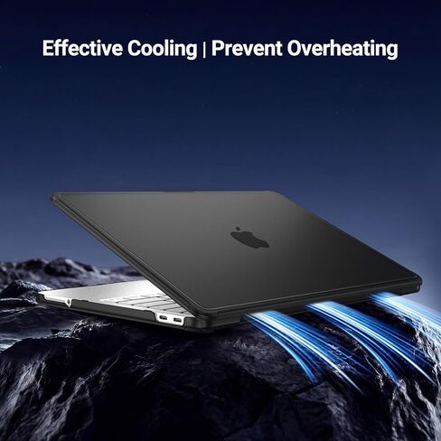 غطاء MOSISO المضاد للكسر متوافق مع حافظة MacBook Neo 13 بوصة إصدار 2026 مع شريحة A18 Pro موديل A3404، مجموعة 4 في 1 حافظة صلبة ذات لمسة نهائية غير لامعة مع زوايا معززة، أسود in Kuwait