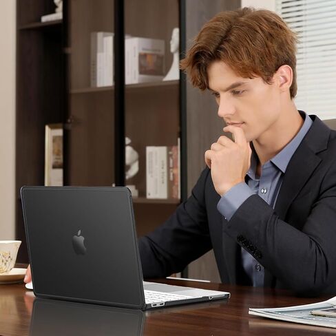 غطاء MOSISO المضاد للكسر متوافق مع حافظة MacBook Neo 13 بوصة إصدار 2026 مع شريحة A18 Pro موديل A3404، مجموعة 4 في 1 حافظة صلبة ذات لمسة نهائية غير لامعة مع زوايا معززة، أسود in Kuwait