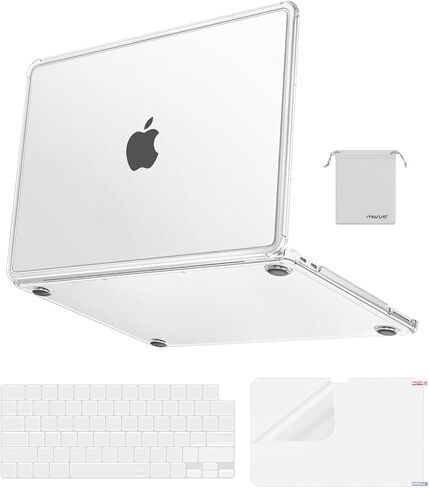 غطاء MOSISO المضاد للكسر متوافق مع حافظة MacBook Neo 13 بوصة إصدار 2026 مع شريحة A18 Pro موديل A3404، مجموعة 4 في 1 حافظة صلبة ذات لمسة نهائية غير لامعة مع زوايا معززة، أسود in Kuwait