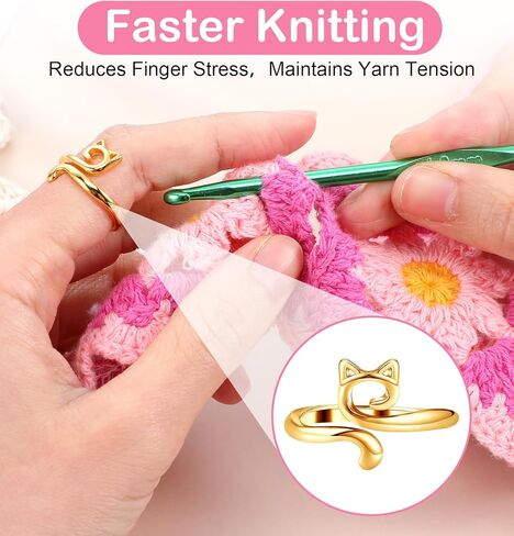 5 Pcs Crochet Tension Ring, Cat Shape Crochet Tension Rings, Adjustable Finger Yarn Guide Rings for Crocheting, Women, DIY Craft Projects in Saudi Arabia