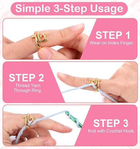 5 Pcs Crochet Tension Ring, Cat Shape Crochet Tension Rings, Adjustable Finger Yarn Guide Rings for Crocheting, Women, DIY Craft Projects in Saudi Arabia