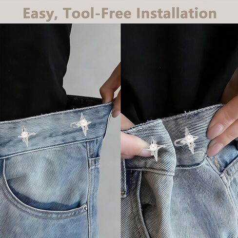 NIIIYTYB 2 Pairs Waist Tightener for Pants Women No Sew Jean Pearl Star Clip Adjuster Cincher Sincher Clips to Tighten Loose Jeans Skirts Dresses for Girls and Women in Kuwait