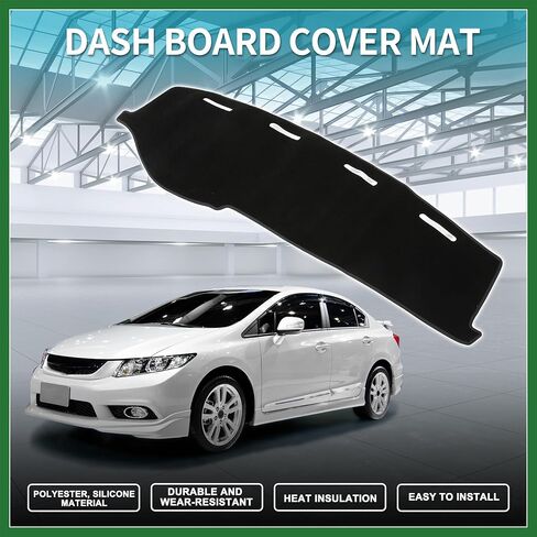 Motoforti Dash Cover for Honda Civic Non-Slip | Center Console Dashboard Cover Mat Black 1 Pcs Long-lasting in Kuwait