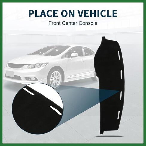 Motoforti Dash Cover for Honda Civic Non-Slip | Center Console Dashboard Cover Mat Black 1 Pcs Long-lasting in Kuwait