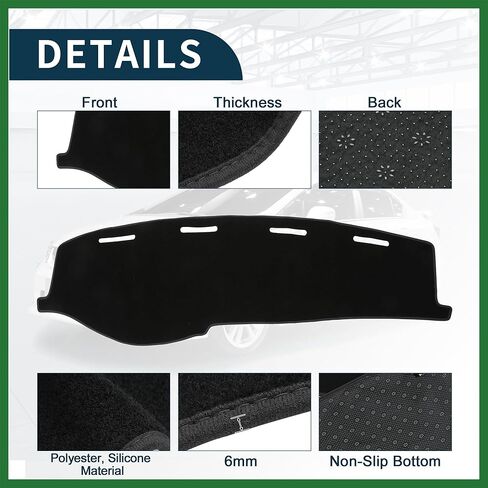 Motoforti Dash Cover for Honda Civic Non-Slip | Center Console Dashboard Cover Mat Black 1 Pcs Long-lasting in Kuwait