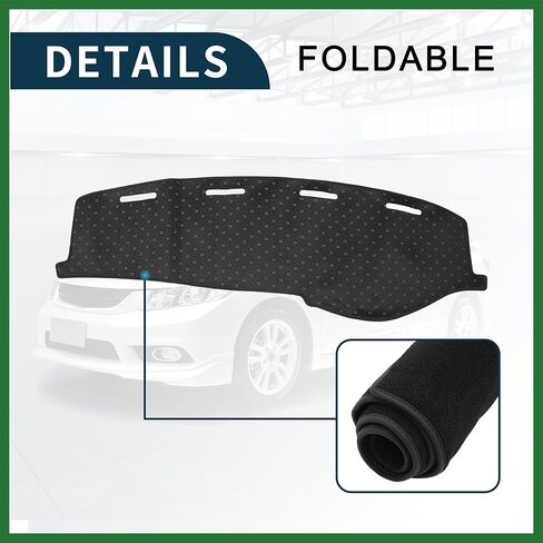 Motoforti Dash Cover for Honda Civic Non-Slip | Center Console Dashboard Cover Mat Black 1 Pcs Long-lasting in Kuwait