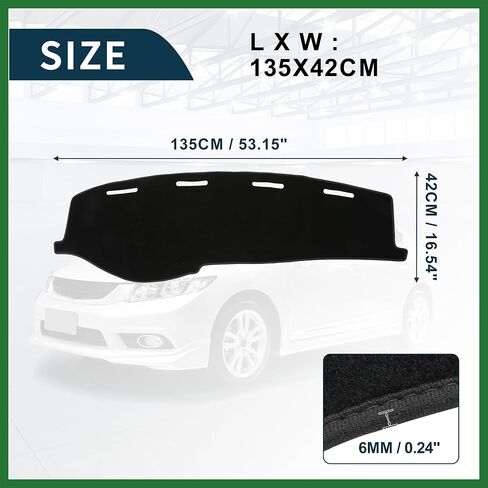 Motoforti Dash Cover for Honda Civic Non-Slip | Center Console Dashboard Cover Mat Black 1 Pcs Long-lasting in Kuwait