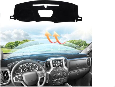 Cartist Dash Cover Fits for 2019-2025 Chevy Silverado 1500 2500HD 3500HD/2019-2023 GMC Sierra 1500 2500HD 3500HD w/o Head U Non-Slip Pad Carpet Anti-Glare in Kuwait