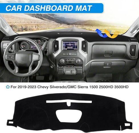 Cartist Dash Cover Fits for 2019-2025 Chevy Silverado 1500 2500HD 3500HD/2019-2023 GMC Sierra 1500 2500HD 3500HD w/o Head U Non-Slip Pad Carpet Anti-Glare in Kuwait