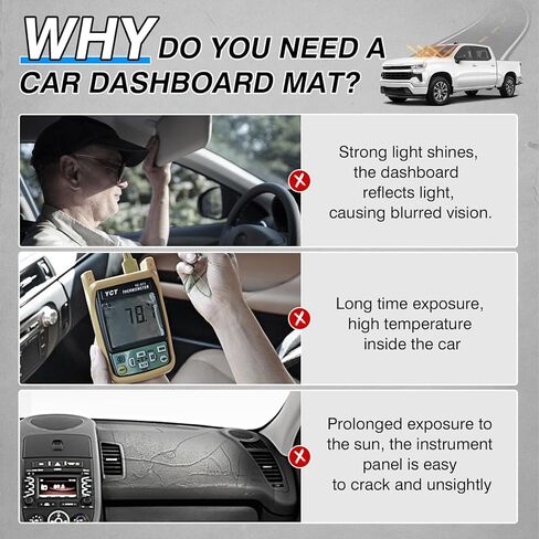 Cartist Dash Cover Fits for 2019-2025 Chevy Silverado 1500 2500HD 3500HD/2019-2023 GMC Sierra 1500 2500HD 3500HD w/o Head U Non-Slip Pad Carpet Anti-Glare in Kuwait