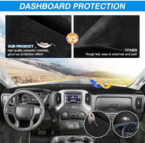 Cartist Dash Cover Fits for 2019-2025 Chevy Silverado 1500 2500HD 3500HD/2019-2023 GMC Sierra 1500 2500HD 3500HD w/o Head U Non-Slip Pad Carpet Anti-Glare in Kuwait