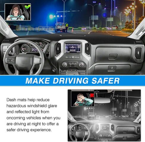 Cartist Dash Cover Fits for 2019-2025 Chevy Silverado 1500 2500HD 3500HD/2019-2023 GMC Sierra 1500 2500HD 3500HD w/o Head U Non-Slip Pad Carpet Anti-Glare in Kuwait