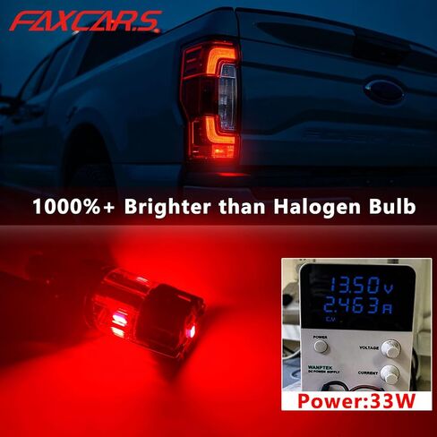 WT21/7W WT21W/7W مصابيح LED لإضاءة إشارة الانعطاف بذيل الفرامل لسيارة Ford F150 Maverick Bronco 2021 2022 2023 2024 2025 2026، 12V 1000K أحمر لامع جاهز للتوصيل والتشغيل، عبوتان in Kuwait