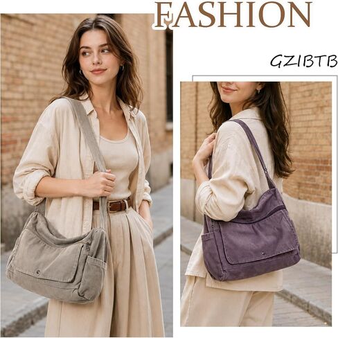 Canvas Multiple Pockets Messenger Bag Casual Satchel Crossbody Shoulder Purse Hobo Tote Handbag in Kuwait