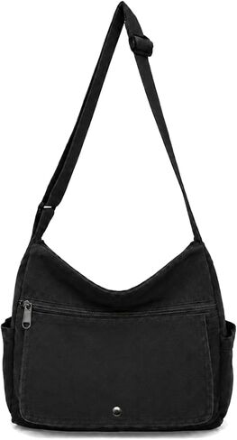 Canvas Multiple Pockets Messenger Bag Casual Satchel Crossbody Shoulder Purse Hobo Tote Handbag in Kuwait