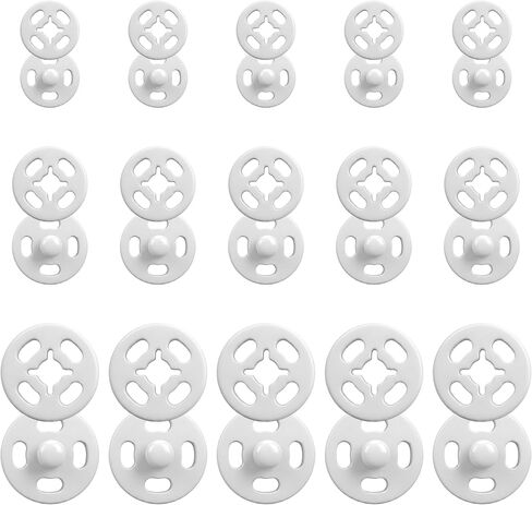 Plastic Snaps for Fabric, 45 Set 3 Sizes Sew-on Snap Buttons, Round White Snap Fasteners Button for Sewing DIY Crafts Clothing Shirt Pant(7mm, 10mm, 13mm) in Saudi Arabia