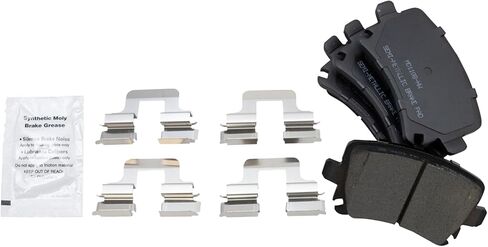 TRQ Rear Brake Pad and Rotor Set Semi Metallic Solid Rotors Calipers Hoses Compatible with 2006-2010 Volkswagen Jetta 2006-2009 Rabbit in Kuwait