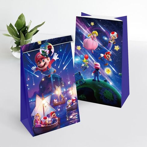GQYAYQG 12-Pack Mario Game Gift Bags, Super Bros Cartoon Candy Bags, Includes 12 Round Sealing Stickers, Perfect for Use as Party Favor Bags; Easily Holds Candies, Snacks, and Mini Cakes in Saudi Arabia