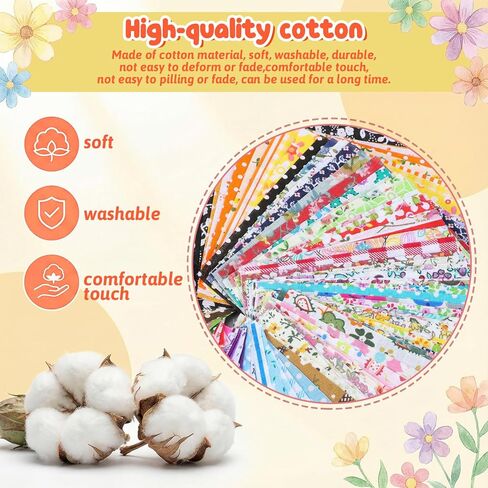 500 Pcs Cotton Fabric Square 4 x 4 Inch Floral Fabric Squares Printed Floral Patchwork Bundles for DIY Craft Sewing Clothing Accessory (Mixed Color) in Saudi Arabia